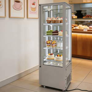 Vitrine réfrigérée en verre avec serrure à clé, éclairage LED, logo personnalisé, ventilateur dissimulé, refroidissement par <span class=keywords><strong>air</strong></span> pour confiserie - Product Image 1