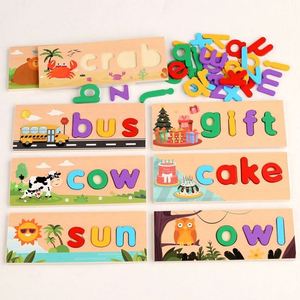 Kids Educational Spelling Toys Phonics Double-sided <b>Puzzle</b> with Wooden Storage <b>Box</b> for Early Reading & Letter Recognition - Product Image 2