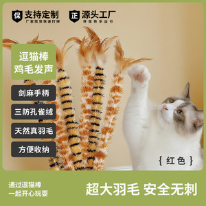 Realistic Feather Cat Teaser Durable <b>Bite</b> Resistant Toy For Kitten Play - Product Image 3