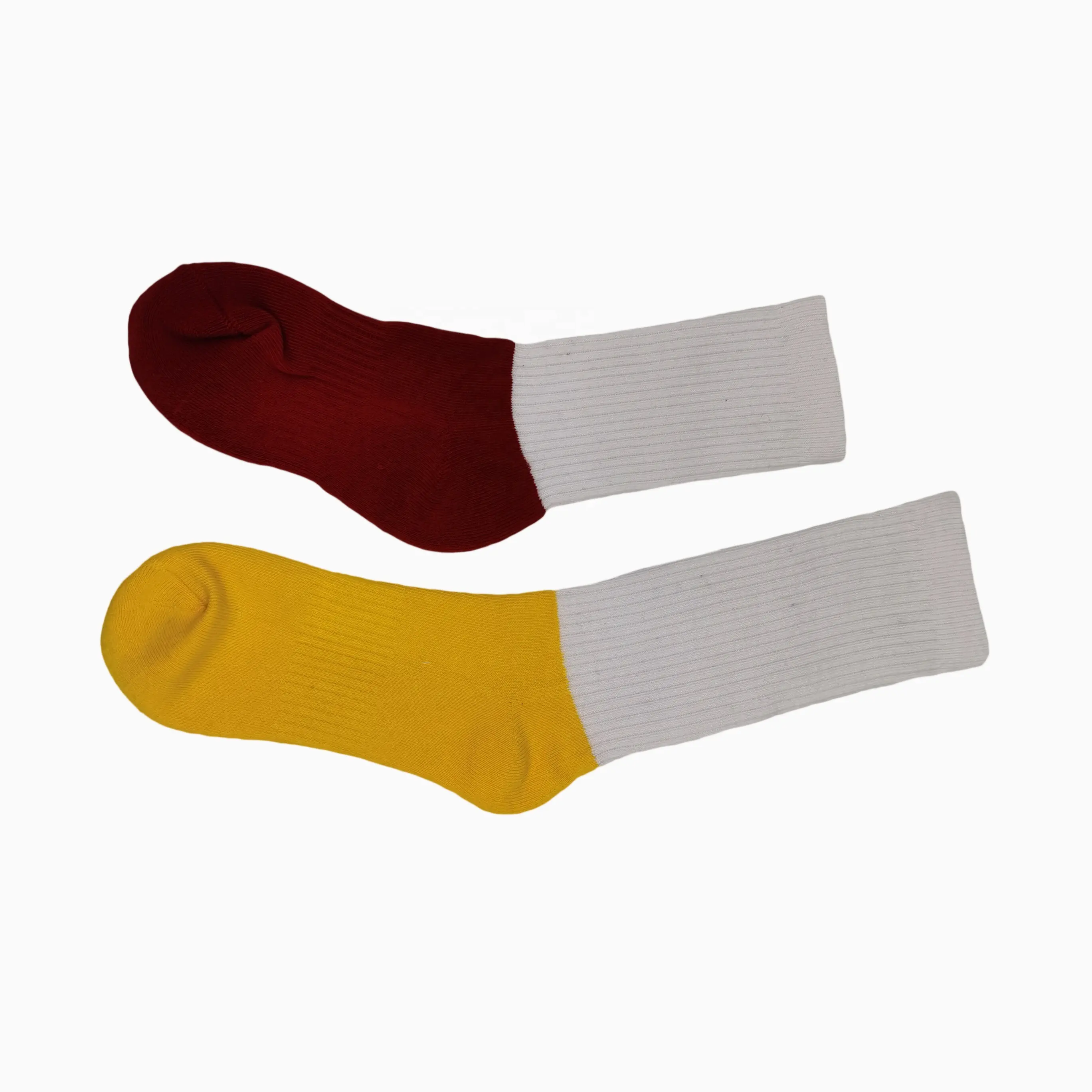 New Fashion cotton knitted sport socks thick terry sole blank digital printed socks sublimation socks blank two colors mix
