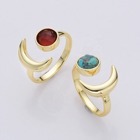 ZG0492 plaqué or lune et soleil pierre de lune grenat rouge mode bijoux de naissance bagues