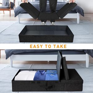 Movable Under Bed Clothes Storage Foldable Under Bed Storage <b>Box</b> With Lid for Organizing Clothes, Shoes, <b>Blankets</b>, Pillows - Product Image 2