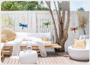 Décoration <span class=keywords><strong>murale</strong></span> en métal en forme de libellule, art de clôture de <span class=keywords><strong>jardin</strong></span> d'extérieur, décorations suspendues pour salon, chambre à coucher - Product Image 5