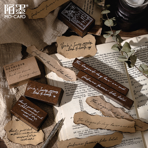 Timbres en bois <span class=keywords><strong>MOMO</strong></span> - Série Time Retro, Collage de journal vintage, Écriture anglaise, Timbres, Papillons et Plantes - Product Image 3