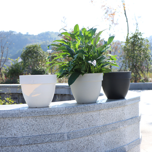 <span class=keywords><strong>Bas</strong></span> prix ensemble de pots de <span class=keywords><strong>fleur</strong></span> en plastique moderne de haute qualité décoration de plantation courte ronde avec plateaux pour balcon jardin extérieur - Product Image 2