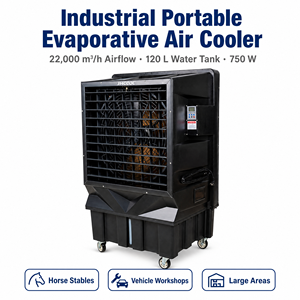 Refroidisseur <span class=keywords><strong>d</strong></span>'<span class=keywords><strong>air</strong></span> portable JHCOOL AC pour extérieur/intérieur avec ventilateur axial puissant 22000 cmh, réservoir <span class=keywords><strong>d</strong></span>'eau de 120 L, matériau plastique, utilisation en hôtel et en garage - Product Image 2