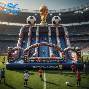 Château gonflable à thème Coupe de football en bâche PVC avec toboggan pour enfants, idéal pour <span class=keywords><strong>la</strong></span> <span class=keywords><strong>location</strong></span> événementielle - Product Image 2