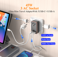 Adaptateur de voyage universel FOXCAN PD25W 3 Type-C + 1 USB-A Charge rapide Prise de courant compacte Convient pour les voyages aux États-Unis
