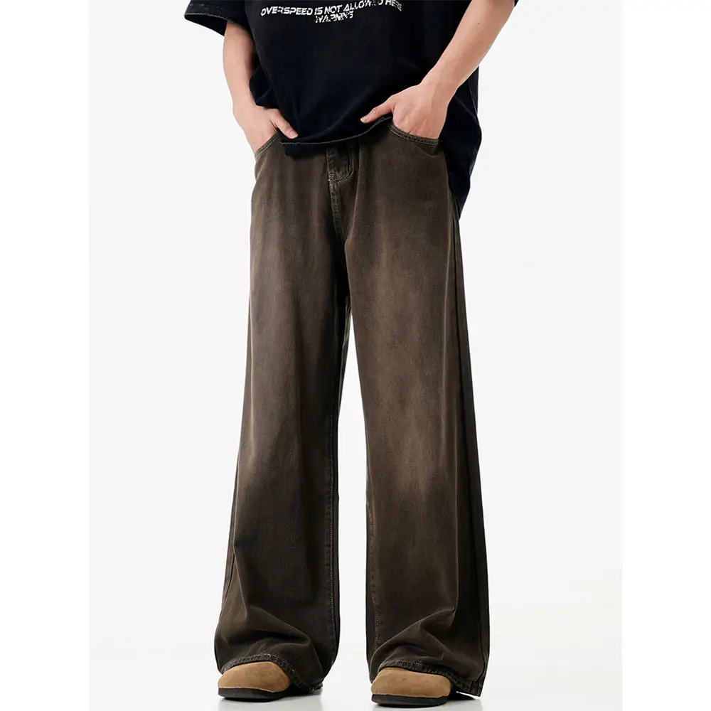 Produttori di abbigliamento pantaloni larghi stile vintage in denim unisex personalizzati a gamba larga jeans uomo jeans uomo