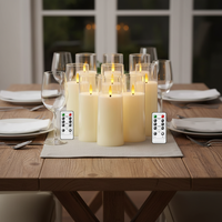 9-teiliges Set Wiederaufladbare Flammenlose Kerzen Batteriebetrieben mit Realistisch Beweglichem Docht Timer Fernbedienung Plexiglas-Säulen für Heimdekoration