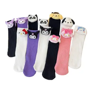 HY-2222 Wholesale 3D Doll Girl's Kuromi pattern Knee Socks Kids Toddler Cotton Knitted Dress Sock for Children