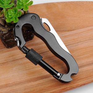 Couteau mousqueton 5 en 1 en acier inoxydable et aluminium en forme de D, pliable, multi-outils de survie avec crochet EDC pour le camping et la randonnée - Product Image 4