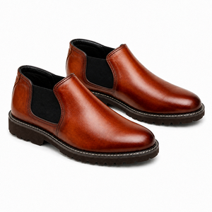 Bottes Chelsea personnalisées style Rocky en cuir véritable, hauteur cheville, à enfiler, chaussures de mode durables et confortables, vente en gros - Product Image 1