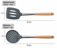 Ensemble d'ustensiles de cuisine en silicone de qualité alimentaire résistant aux hautes températures, spatule et grande cuillère à soupe en bois – Vente en gros