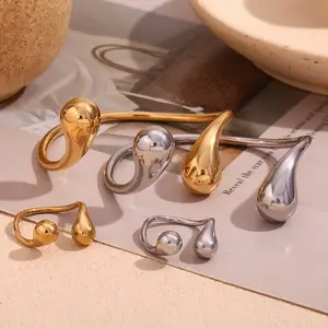 Jachon gelang baja tahan karat 18K wanita, perhiasan gelang terbuka berlapis emas gaya baru, gelang perhiasan modis untuk wanita 2024
