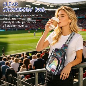 Neon Graffiti <b>Clear</b> Sling <b>Bag</b>, Sports Bike Print Crossbody Chest Pack, 18*26cm Polyester Adjustable Transparent Shoulder <b>Bag</b> - Product Image 5