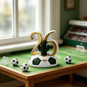 SWAITE Statuetta Creativa Sportiva in Resina a Forma di Pallone da Calcio con Motivo Cactus Numero 26 Regalo Tematico per Tifosi Collezioni Maschili Uniche - Product Image 2