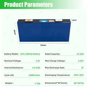 แบตเตอรี่ XIHO CATL 3.2V 52.5AH Lifepo4 ดีไซน์ไม่ต้องบำรุงรักษา ใช้เป็นแหล่งจ่ายไฟฉุกเฉิน 52.5 แอมป์ชั่วโมง - Product Image 2