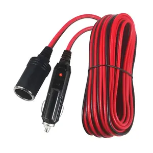 5FT Cigarette Lighter Extension Cord Male Plug to Female Socket 16AWG Heavy Duty Extension Cable with LED Lights