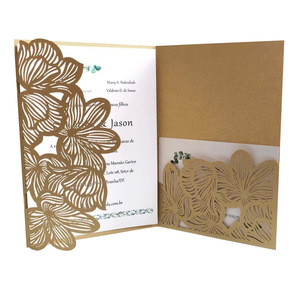 Tarjeta de felicitación hueca, invitación festiva de estilo europeo, invitación de boda azul, venta al por mayor de fábrica en stock - Product Image 6