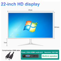 Moniteur d'ordinateur blanc de 22 pouces, moniteur LCD HD, 75 Hz, haute résolution, moniteurs de jeu