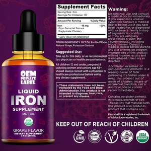 Suplemento de hierro para mujeres y hombres, constructor de sangre gratis, vitamina de hierro para la <span class=keywords><strong>anemia</strong></span>, gotas de hierro líquido orgánico para adultos con aceite MCT - Product Image 2