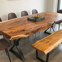 Ensemble élégant de table console en bois massif pour hôtel, restaurant, cuisine, bar avec panneau en bois de résine époxy 1pc