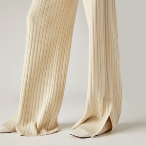 Pantaloni personalizzati 100% cotone Cashmere cotone maglia <span class=keywords><strong>a</strong></span> coste da donna abbigliamento invernale Casual donna maglia dritta allentata - Product Image 6
