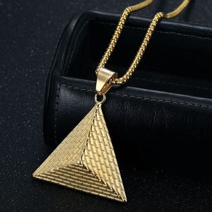 Egyptian Pyramid Pendant <b>Necklace</b> Stainless Steel Gold Plated Unisex Hip Hop Jewelry Fashion <b>Statement</b> Piece - Product Image 2