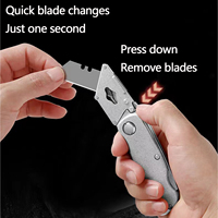 Couteau pliant en acier inoxydable de qualité industrielle Wooktools personnalisable OEM, lame de 18 mm, manche en métal, carte blister, logo personnalisé