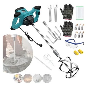Mezcladora de Concreto Eléctrica Azul de 550W para Cemento, Pintura y Yeso, Fácil Mantenimiento - Product Image 1