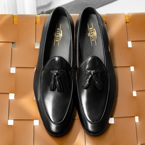 Mocassins en daim marron pour homme, bout carré, à enfiler, dessus en cuir véritable, semelle intérieure rembourrée, bureau et carrière, toutes saisons - Product Image 2