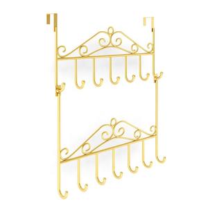 Porte-vêtements en acier inoxydable à suspendre sur la porte, double couche, type crochet rectangulaire, pour rangement de vêtements dans la salle de bain, design multifonctionnel - Product Image 1