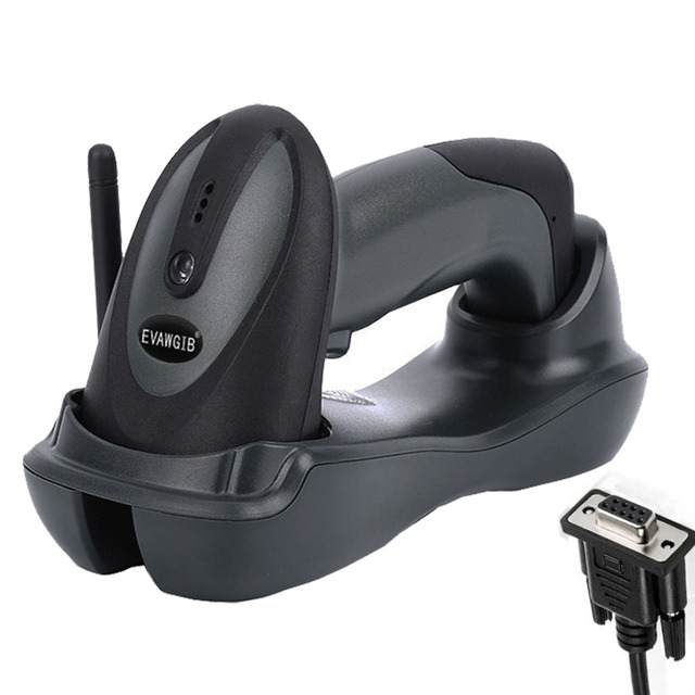 EVAWGIB Handheld Wireless QR Barcode Scanner 1D 2D Bar Code Reader RS232 Interface for Serial Connection