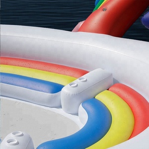 PVC المياه العائمة بحيرة البحر الشاطئ معدات المياه في الهواء الطلق قوس قزح كبير يونيكورن لمدة 6 أشخاص نفخ العائمة الجزيرة - Product Image 6