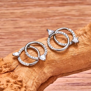 Anneau de piercing en titane ASTM F136 pour oreille, nez, cartilage, avec zircone cubique, anneaux segmentés, clicker, anneau de tragus, bijoux - Product Image 6