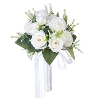 Fleurs artificielles modernes à tenir à la main pour mariage, décoration de fête nuptiale, bouquet simulé en polyester, plastique et mousse EVA, taille personnalisée