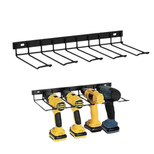 Support de perceuse mural en métal robuste support d'organisateur d'outils électriques à 4 fentes étagère de rangement simple entièrement assemblée pour <span class=keywords><strong>Garage</strong></span> - Product Image 1
