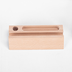 Portaplumas de escritorio para oficina, tarjetero, base de madera de haya, base de madera maciza integrada para tarjetas de calendario y bolígrafos - Product Image 2