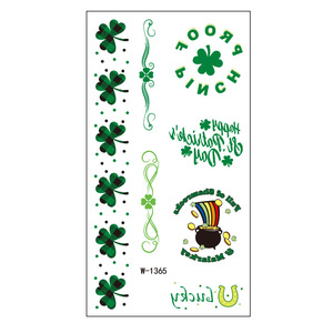 Pegatina de tatuaje para el Día de San Patricio, temporal, para rostro, impermeable, impresión digital, forma de hoja, decoración para fiestas, talla única - Product Image 3