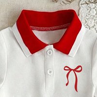 Jolie robe à manches longues pour petites filles avec nœud blanc et imprimé graphique, 4-7 ans, robe à col polo pour enfants, OEM ODM personnalisé