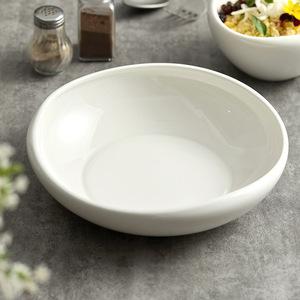 White Ceramic Tableware Restaurants Large Size Deep Porcelain <b>Soup</b> Salad Bowls Personable Dishes Plates Commercial Use - Product Image 4