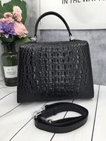 Sac à main en cuir de crocodile noir, sac bandoulière convertible pour femme, sac à bandoulière à poignée unique, sac à main pour femme pour usage quotidien
