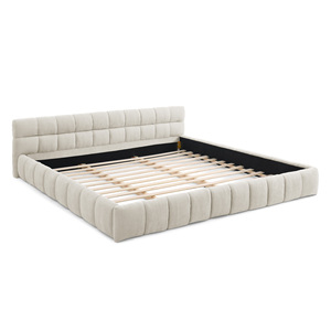 Cadre de lit king-size moderne de luxe en tissu chenille doux avec structure en bois élégante, mobilier de chambre rembourré - Product Image 6