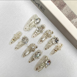 Giá Thấp Bán Buôn Chất Lượng Tốt Nhất Nghệ Thuật Móng Tay Handmade Báo Chí Trên Móng Tay 10 Pcs Nhân Tạo Móng Tay Dài Ngắn Báo Chí Trên Móng Tay - Product Image 1