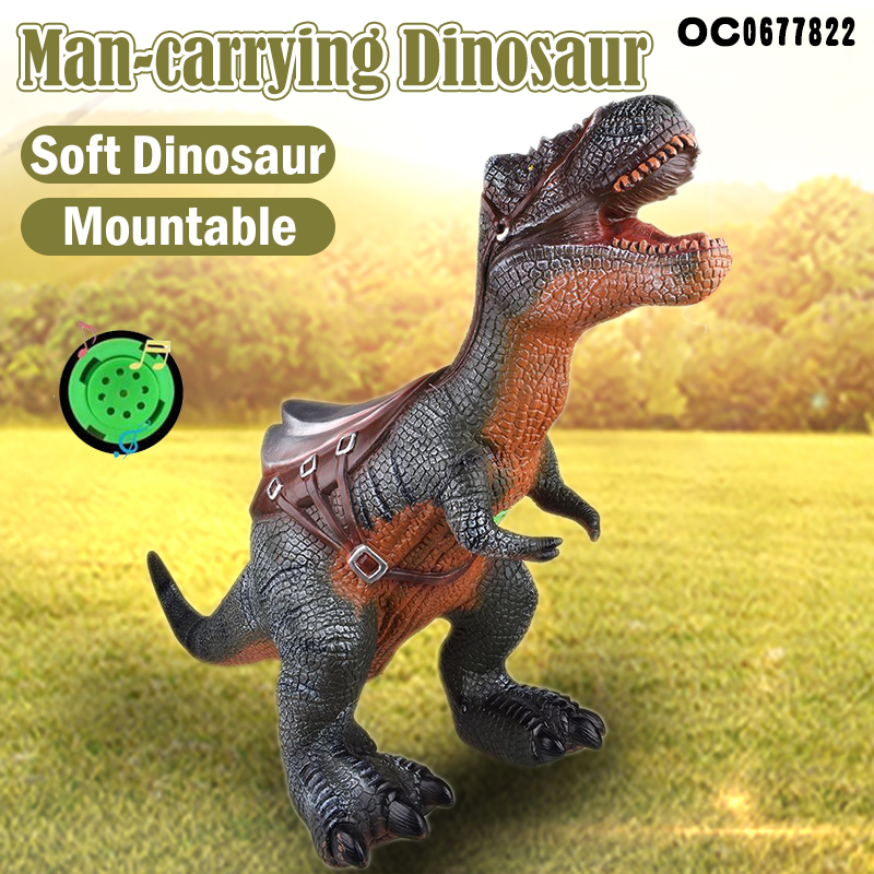 Cool Large Baby Simulation Soft Rubber Ride On Dinosaur Toys With Sound