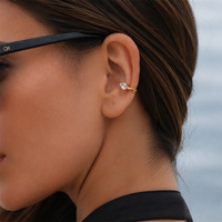 Vente en gros de boucles d'oreilles en acier inoxydable plaqué or 18 carats avec cristaux pour femmes, accessoires tendance imperméables, clip d'oreille, bijoux de mode