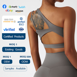 2024 nouvelles Oblique unique épaule beauté dos haute Stretch sensation nue soutien-gorge de sport pour les femmes course Fitness Yoga soutien-gorge - Product Image 4