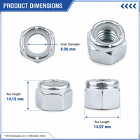 Écrou de blocage hexagonal à insert en nylon robuste UNC 3/8-16 en acier au carbone zingué pour la réparation et le remplacement des roues de roulettes