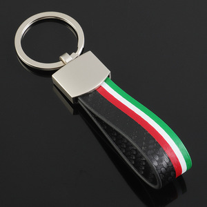 Nouveaux porte-clés de voiture au design moderne et porte-clés en cuir pour voiture, design simple tricolore drapeau allemand et italien, accessoire de clé de voiture - Product Image 3